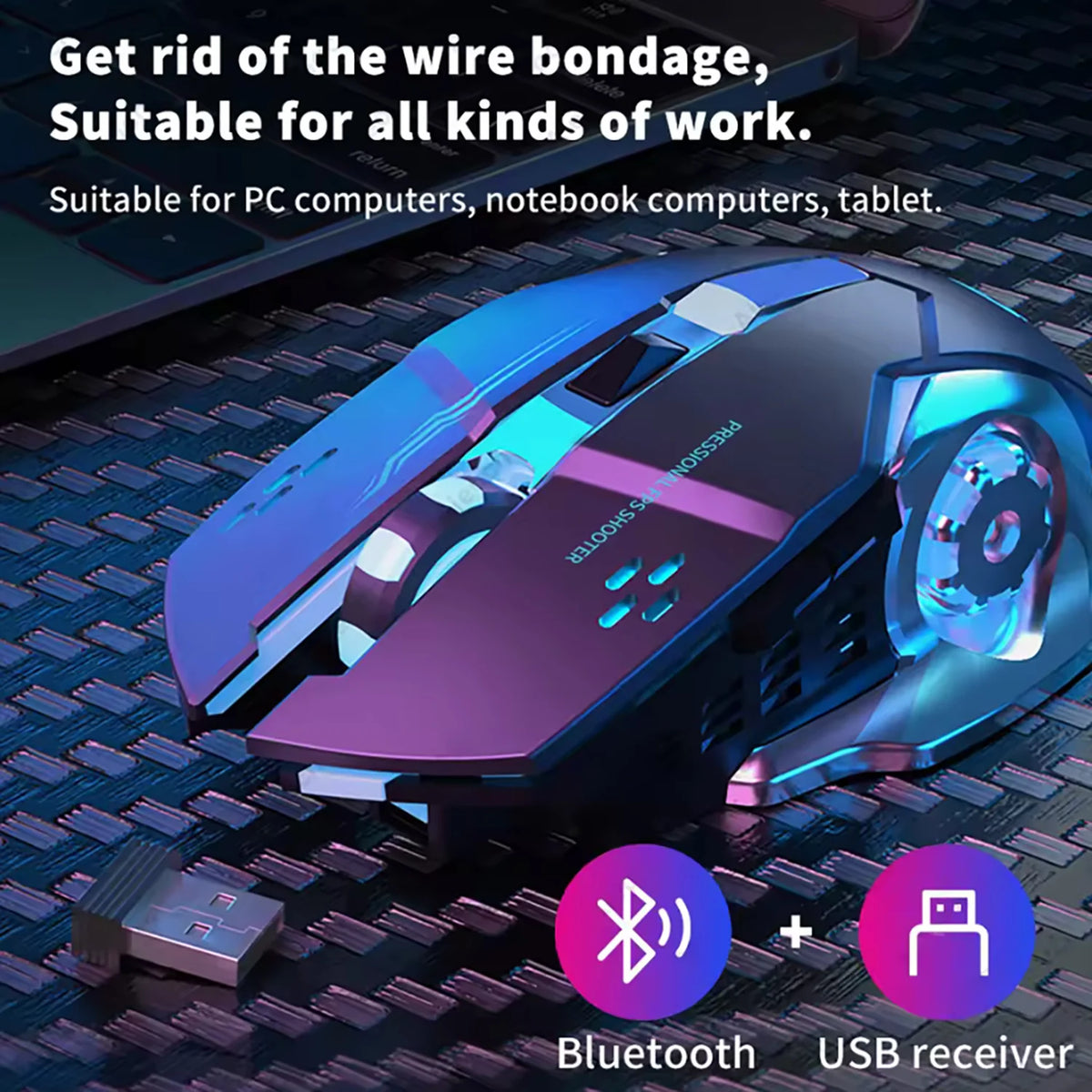 2.4G USB Bluetooth Rechargeable Wireless Mouse