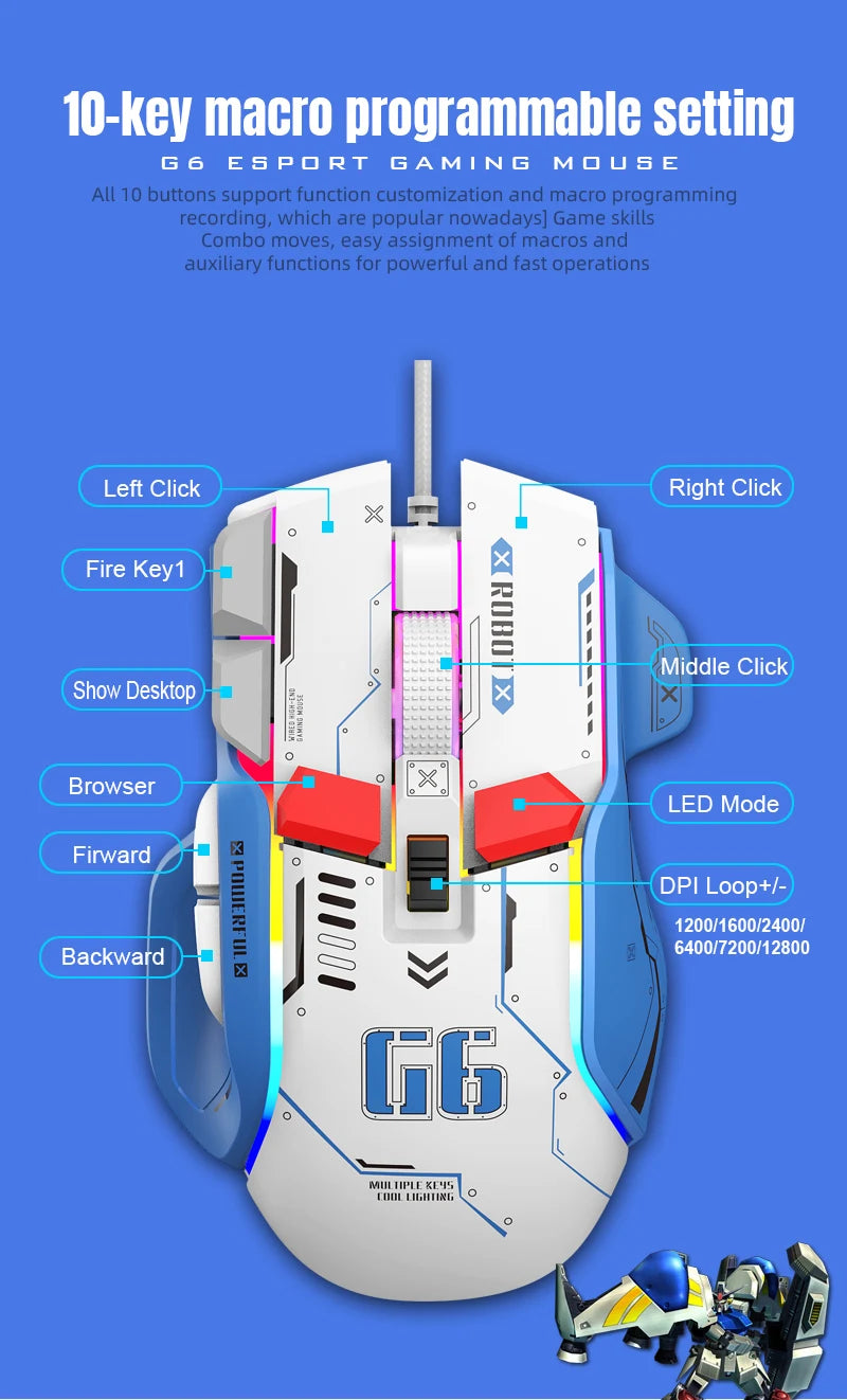 Wired RGB Macro Programmable Gaming Mouse