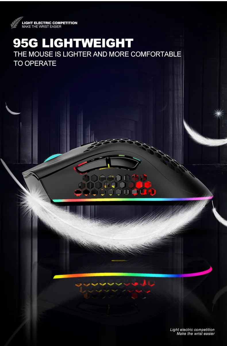 BM600 RGB Rechargeable Honeycomb Gaming Mouse