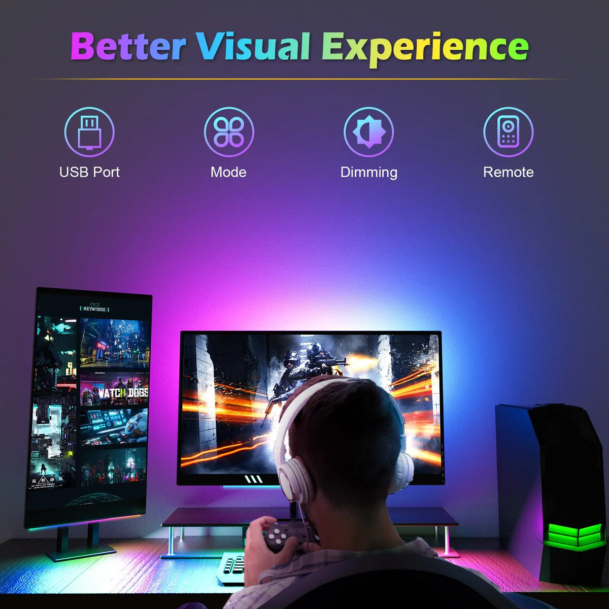 2 In1 Under Monitor Light Bar Gaming Lights