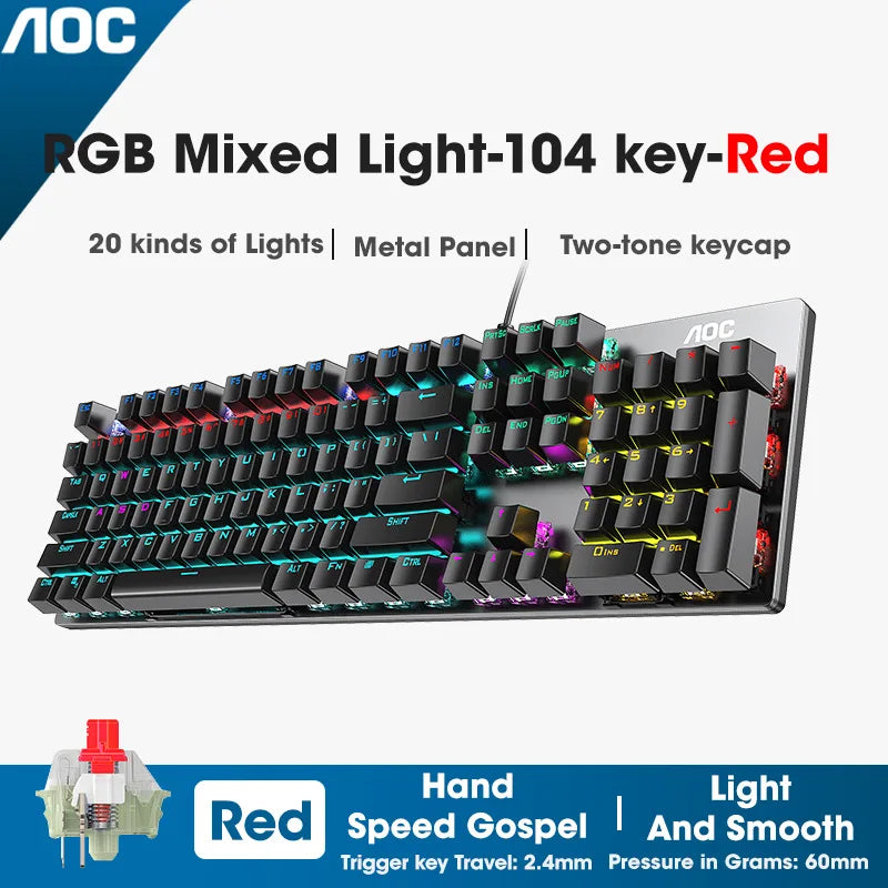 104 Keys RGB Metal Mechanical Gaming Keyboard