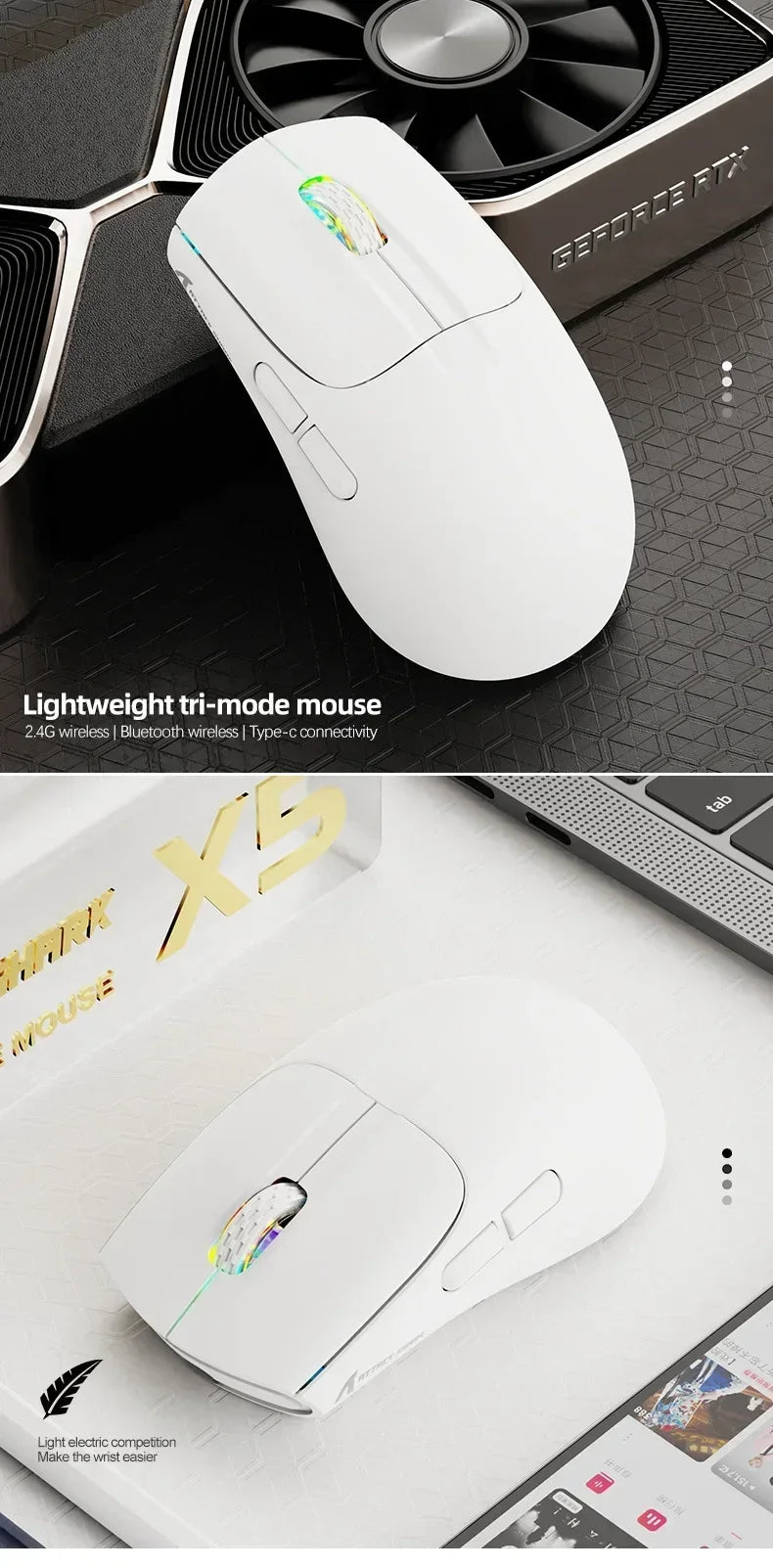 X5 RGB Wireless Gaming Mouse with 3 Modes