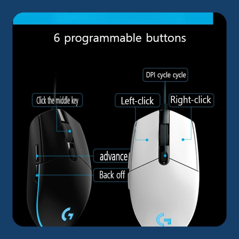 Logitech G102 RGB Gaming Mouse with 6 Buttons