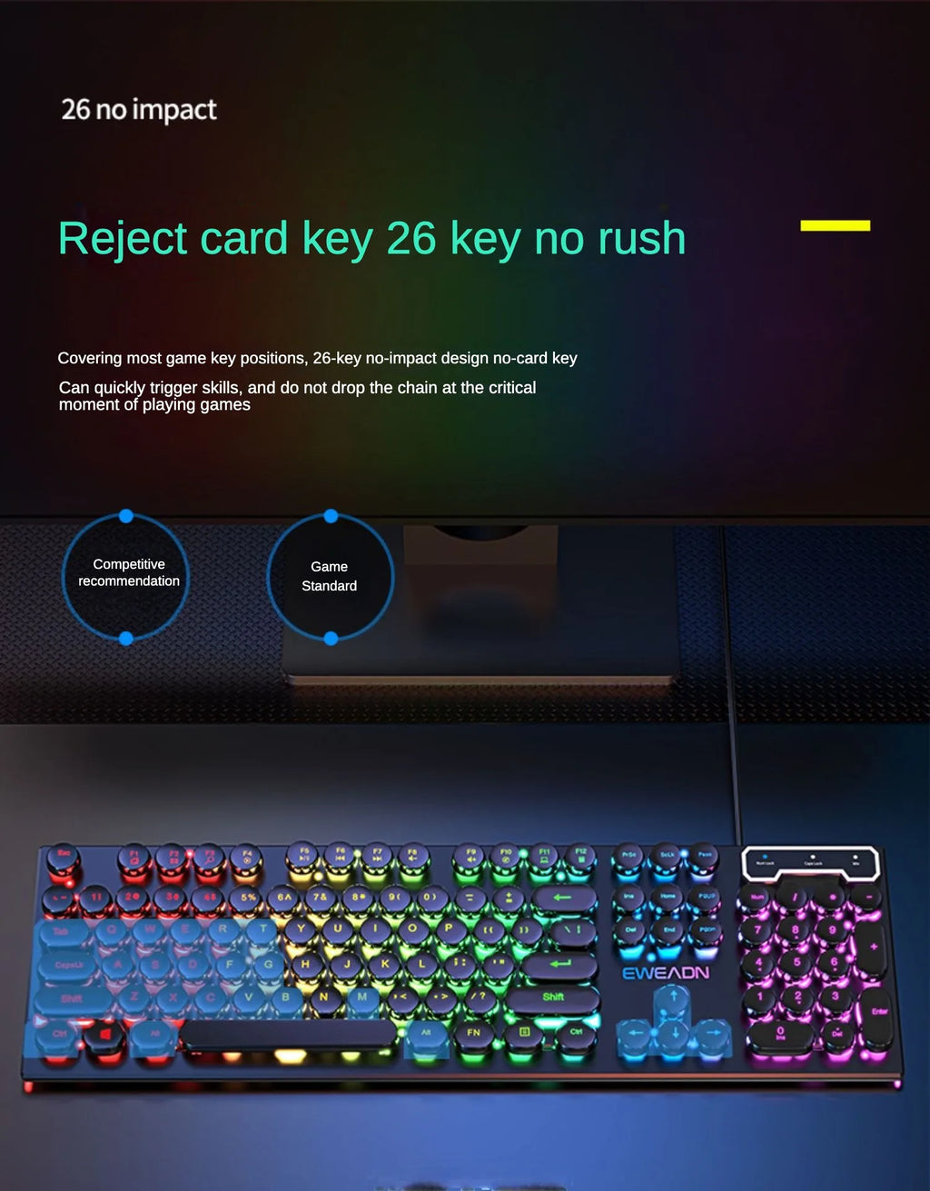 Full Size RGB Waterproof Gaming Keyboard