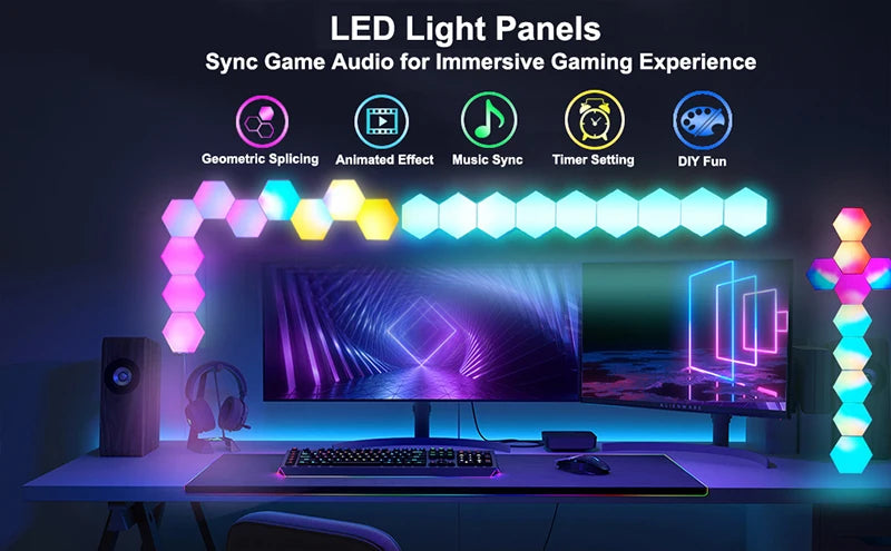 RGB LED Hexagon Light Bluetooth Indoor Wall Light