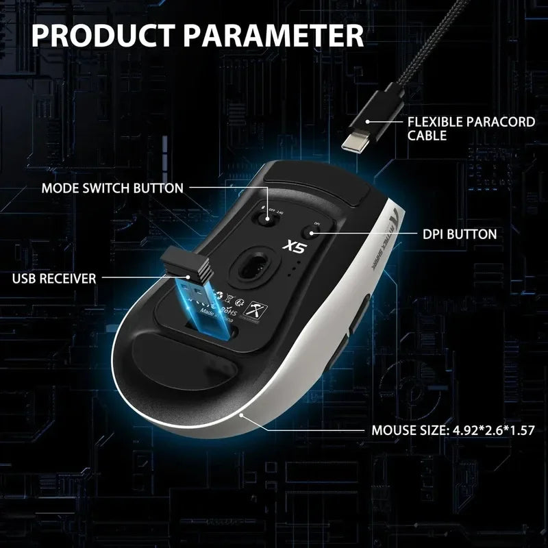 X5 RGB Wireless Gaming Mouse with 3 Modes