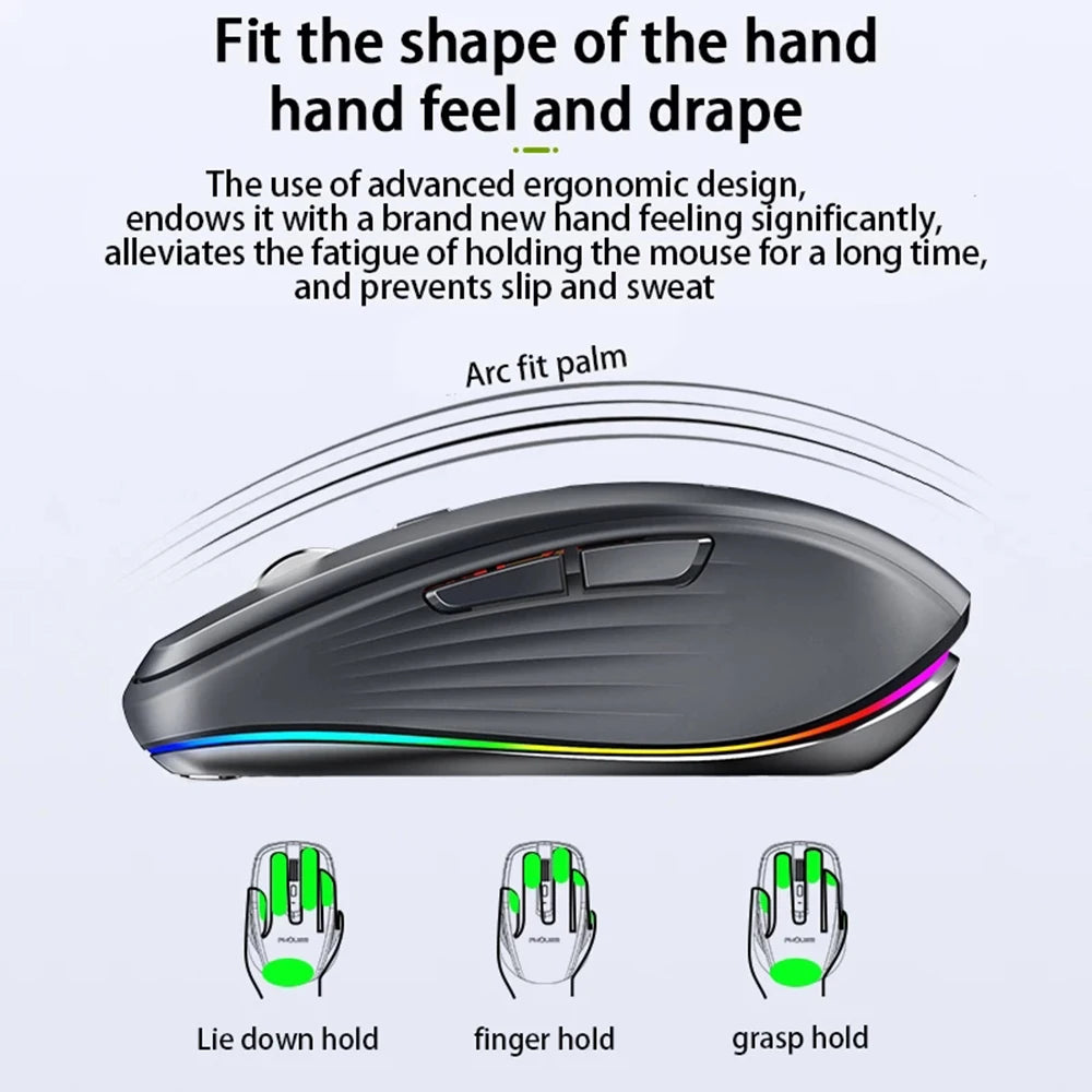 Dual Mode RGB Wireless Bluetooth Rechargeable Mouse