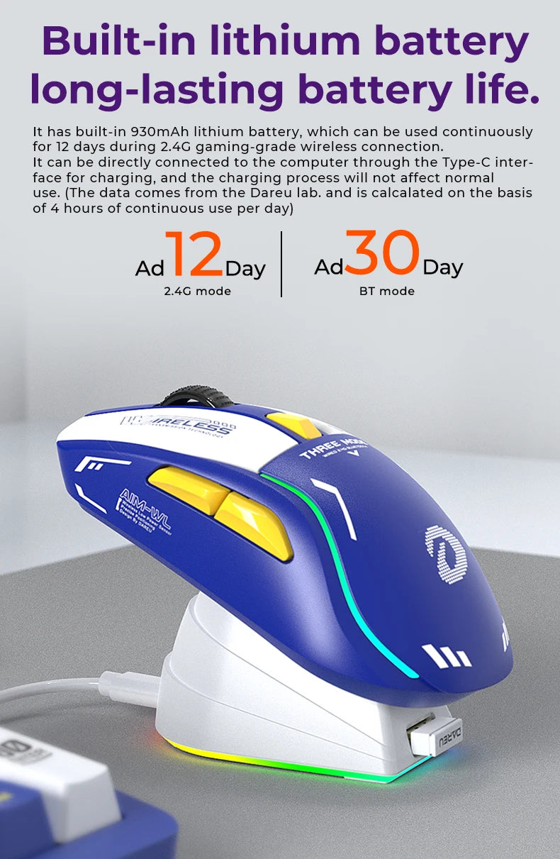 Tri-Mode RGB Gaming Mouse with Charging Base
