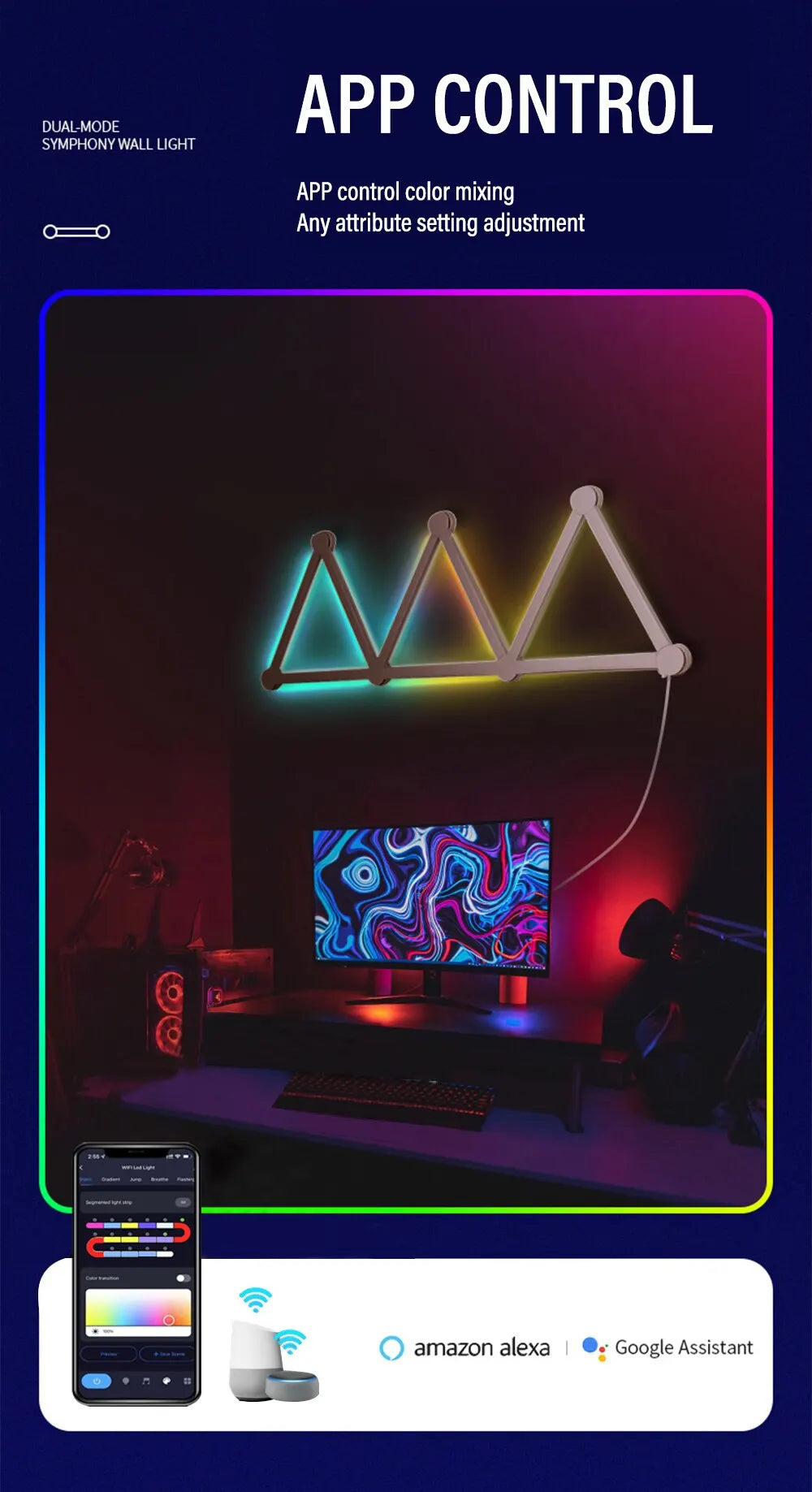 WIFI LED Smart Wall Lamp RGBIC Light Bar