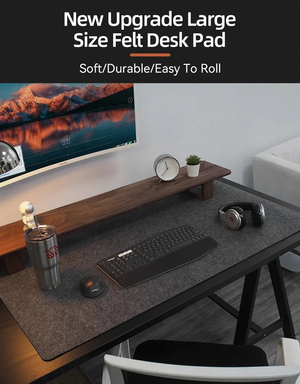 Large Wool Felt Desk Mouse Pad Protector Mat