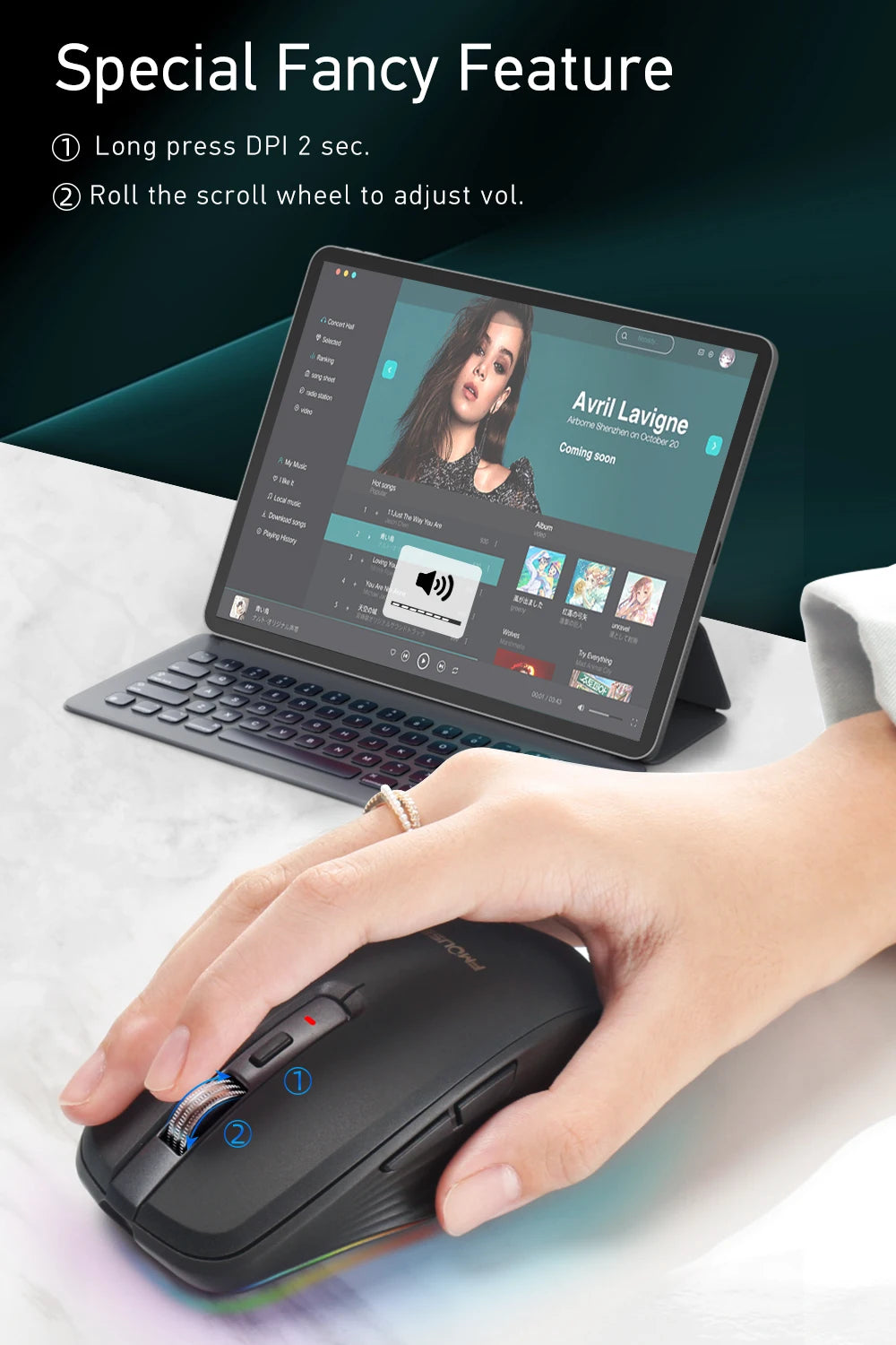 Dual Mode RGB Wireless Bluetooth Rechargeable Mouse