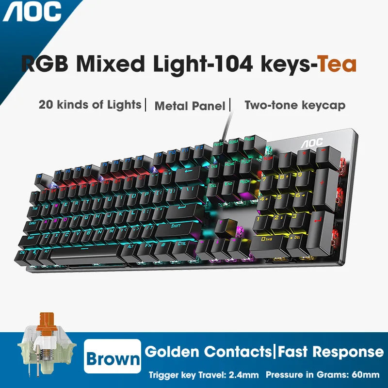 104 Keys RGB Metal Mechanical Gaming Keyboard