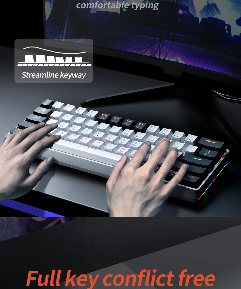 USB 61Key RGB Mechanical Gaming Keyboard