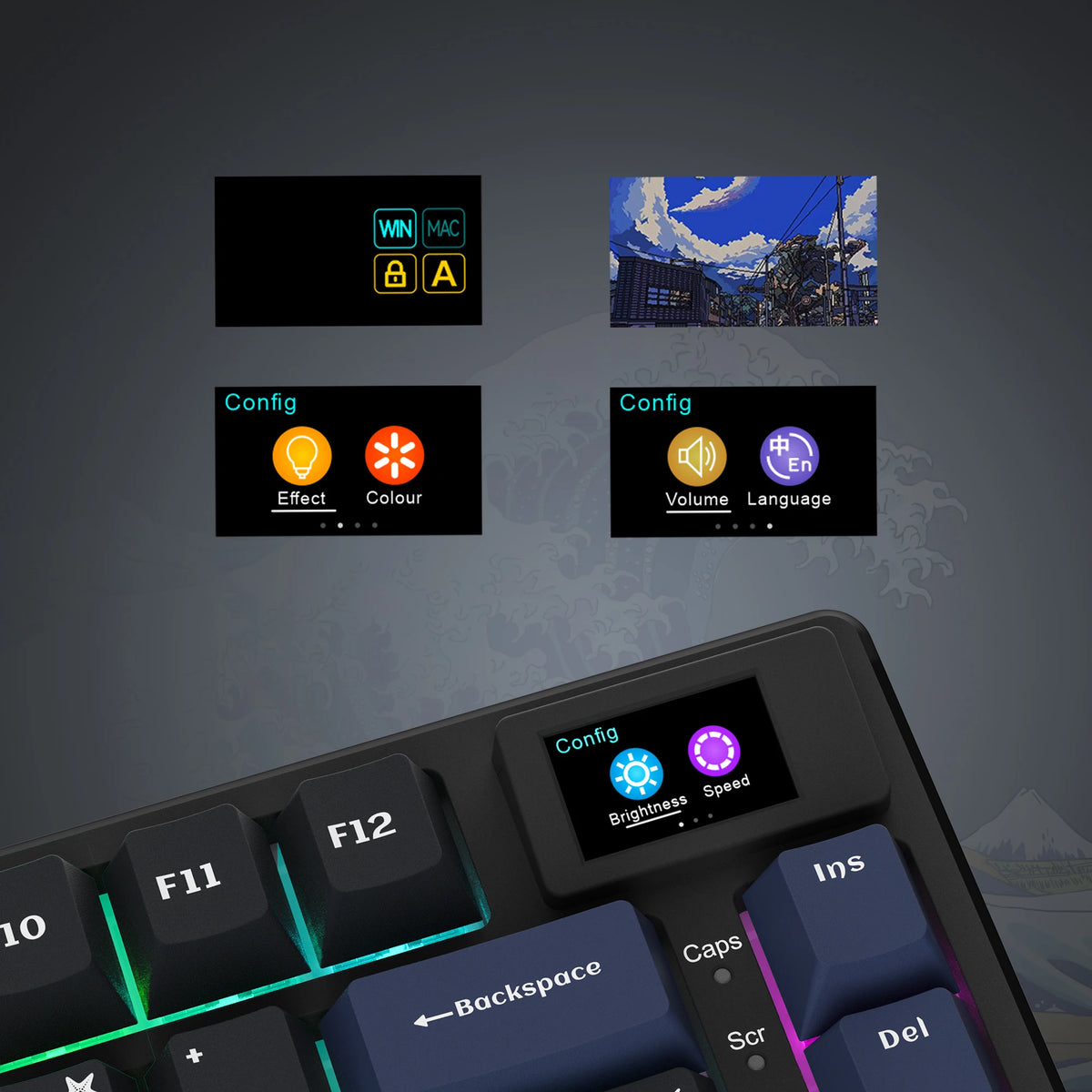 Wired OLED RGB Hot-Swappable Gaming Keyboard