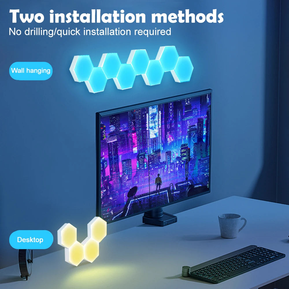 LED Hexagon Night Lights Smart Home Gaming Wall Lights