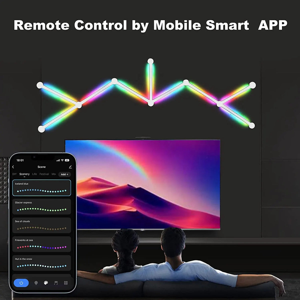 WIFI LED Smart Wall Lamp RGBIC Light Bar