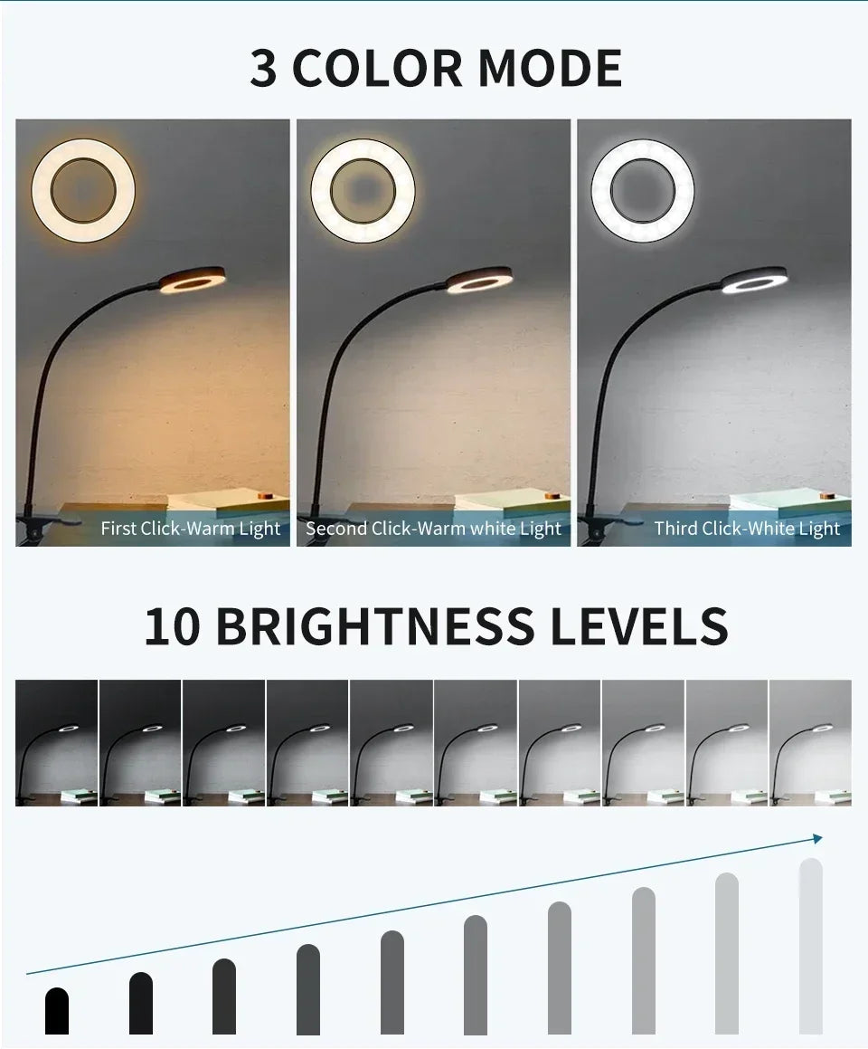 LED USB Clip-On Desk Lamp