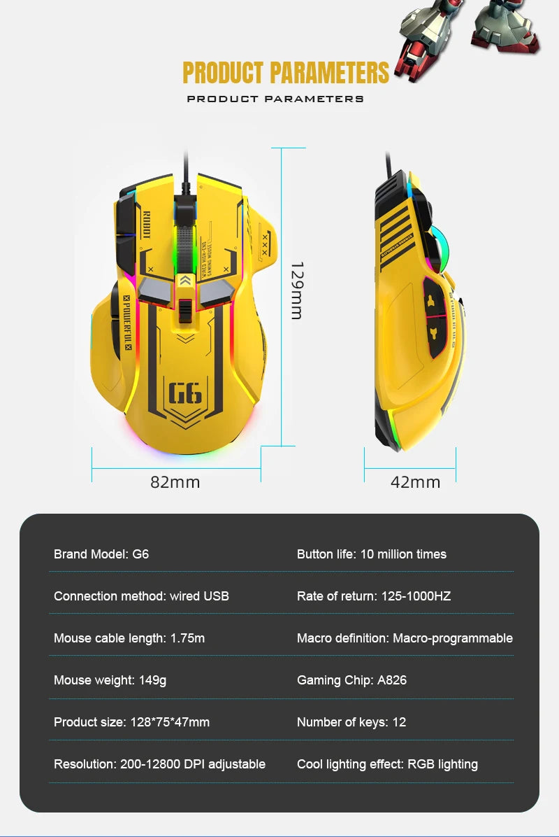 Wired RGB Macro Programmable Gaming Mouse
