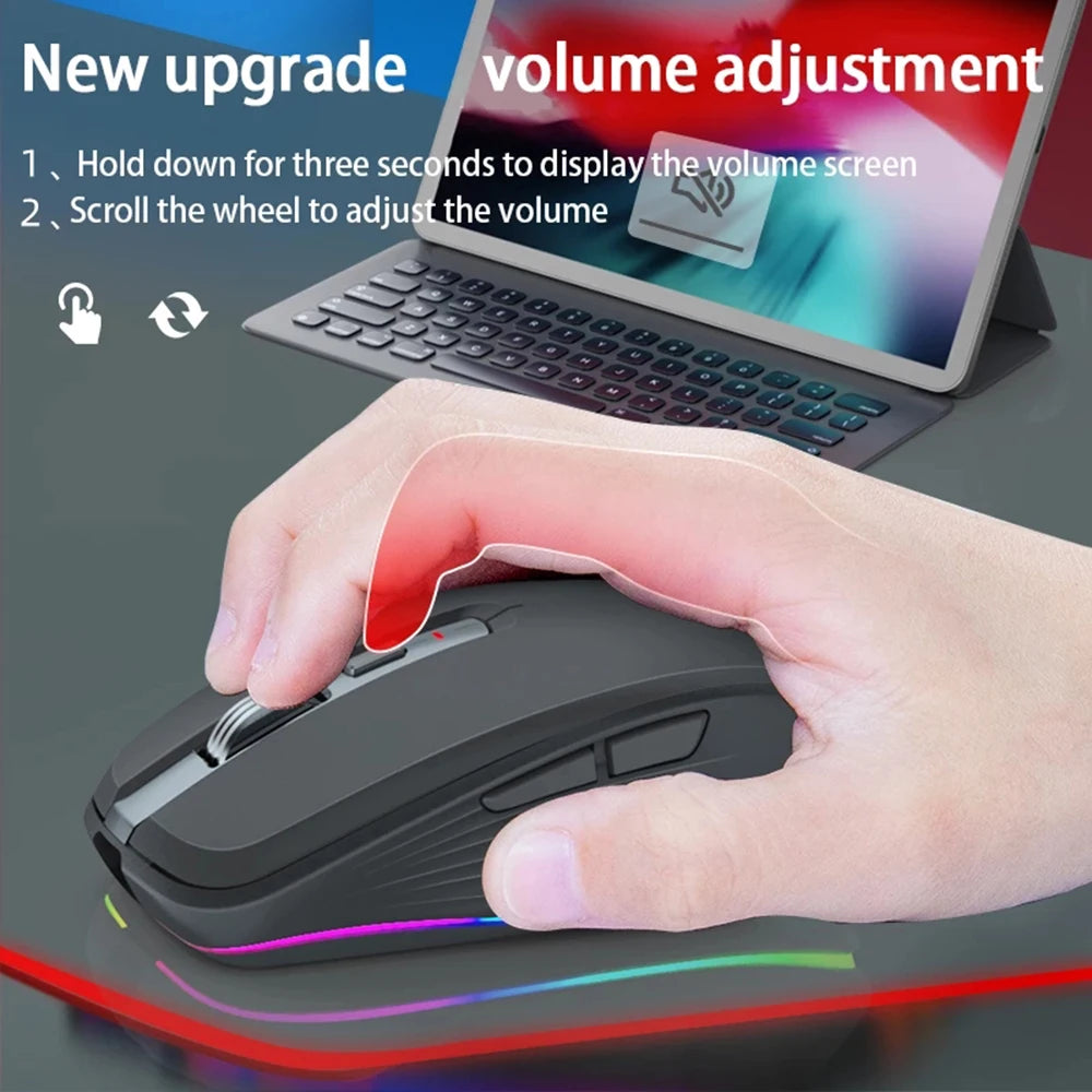 Dual Mode RGB Wireless Bluetooth Rechargeable Mouse