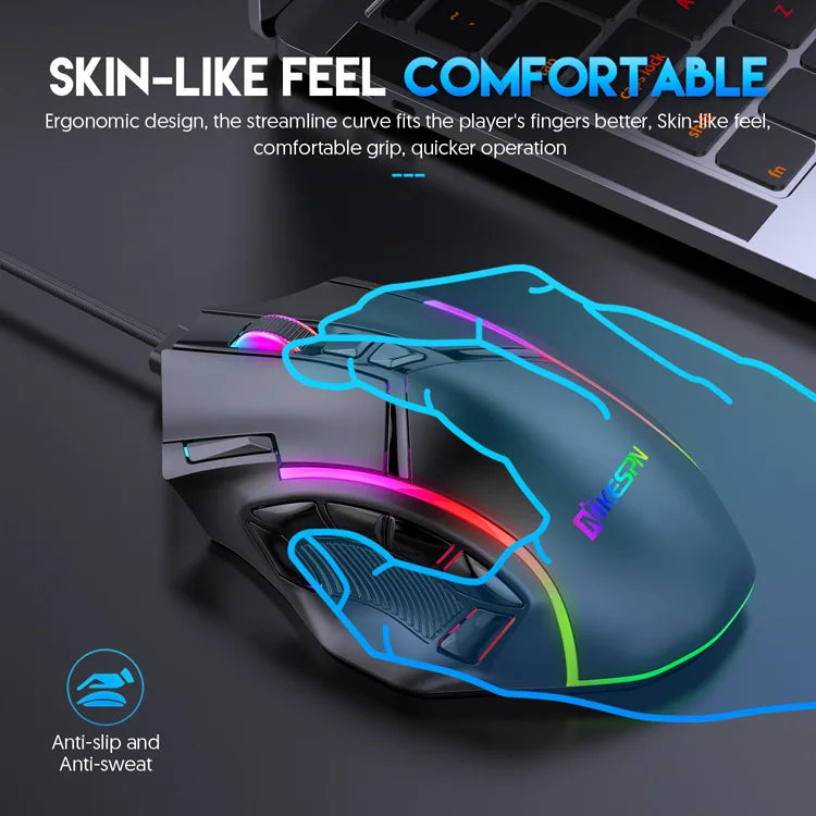 12800DPI RGB Macro Gaming Mouse with 12 Keys