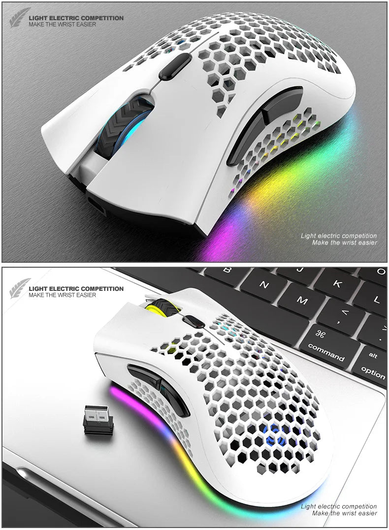 BM600 RGB Rechargeable Honeycomb Gaming Mouse