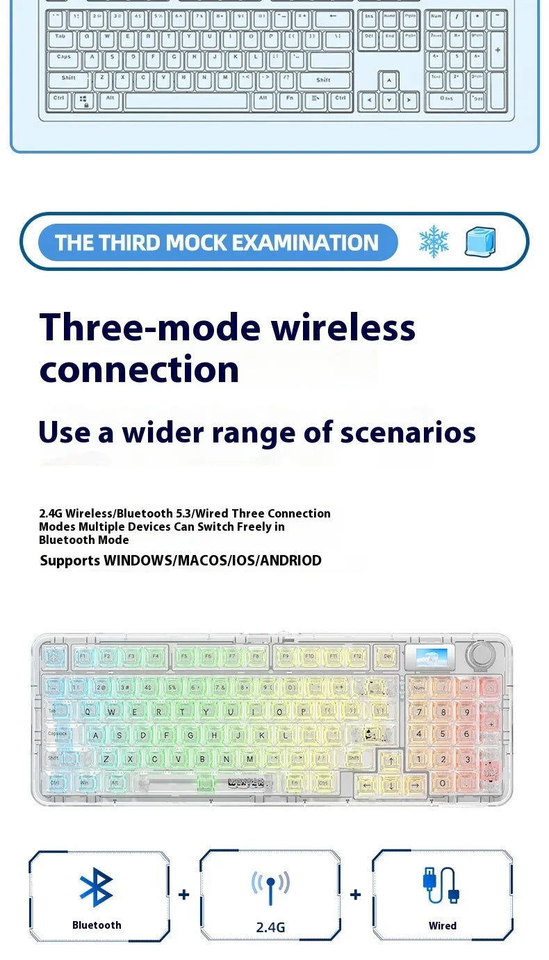 3-Mode RGB Mechanical Gaming Keyboard with Knob