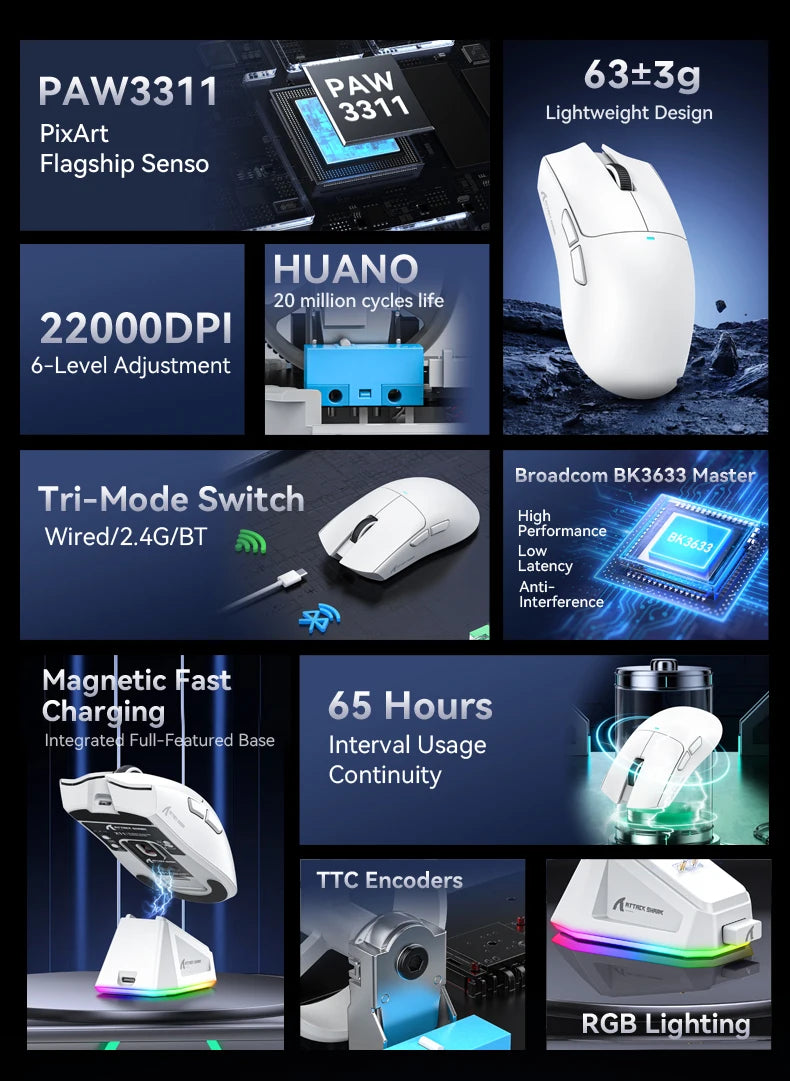 Attack Shark X11 RGB Wireless Gaming Mouse