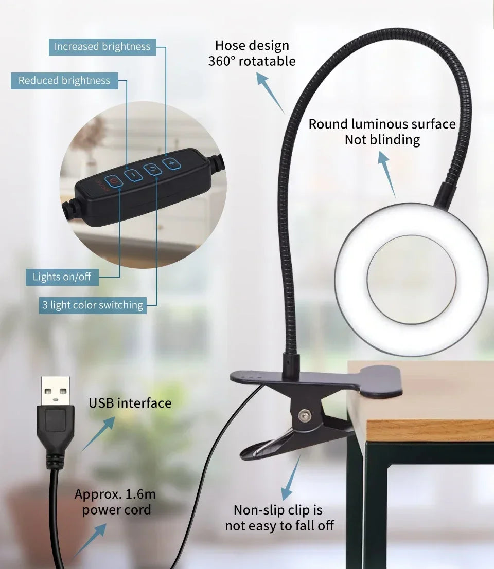 LED USB Clip-On Desk Lamp