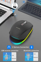 Dual Mode RGB Wireless Bluetooth Rechargeable Mouse