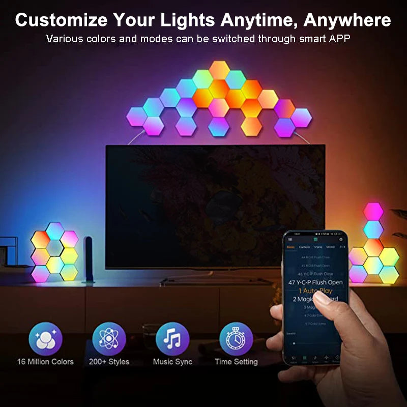 RGB LED Hexagon Light Bluetooth Indoor Wall Light