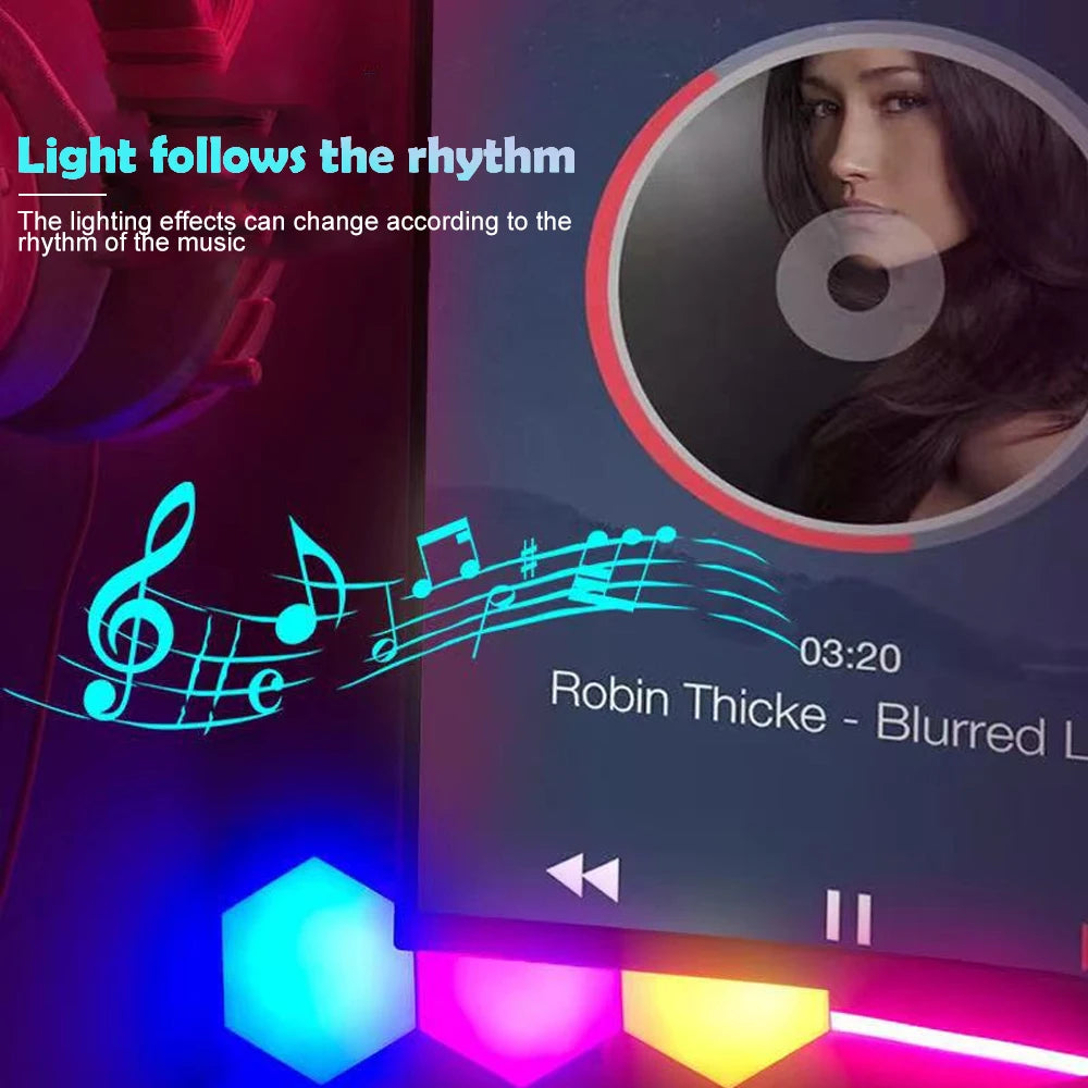 LED Hexagon Night Lights Smart Home Gaming Wall Lights
