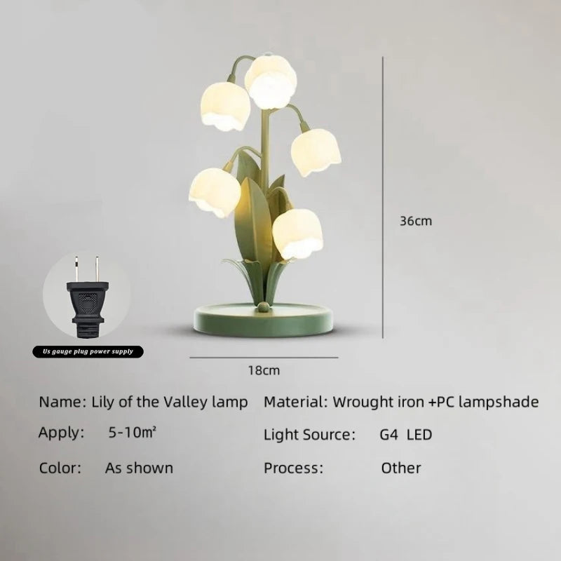 Vintage Floral Lily Table Lamp