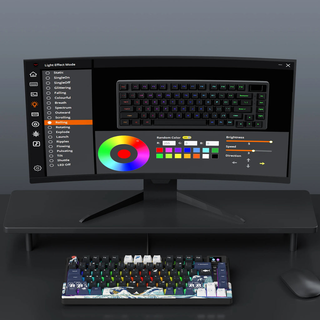 Wired OLED RGB Hot-Swappable Gaming Keyboard