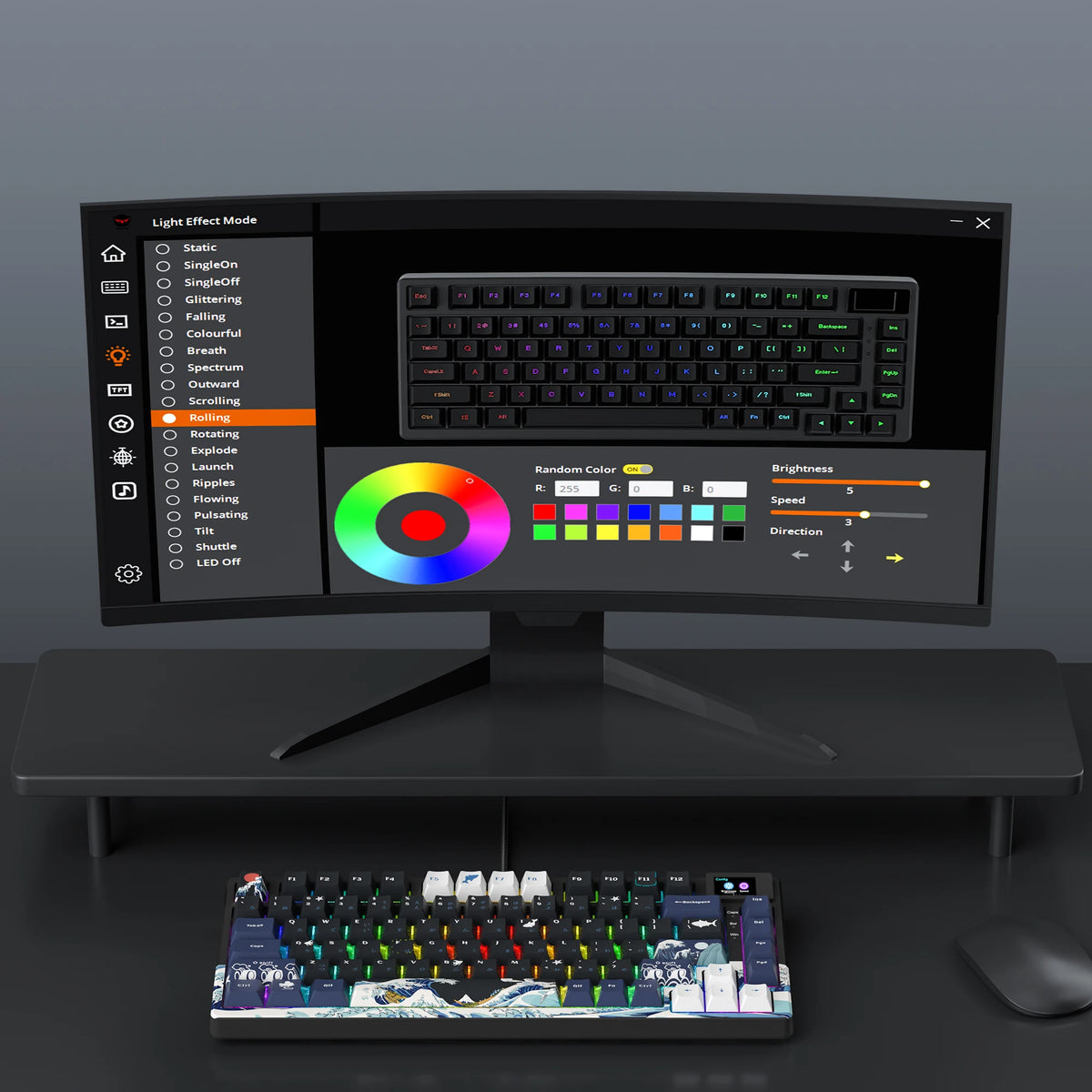 Wired OLED RGB Hot-Swappable Gaming Keyboard