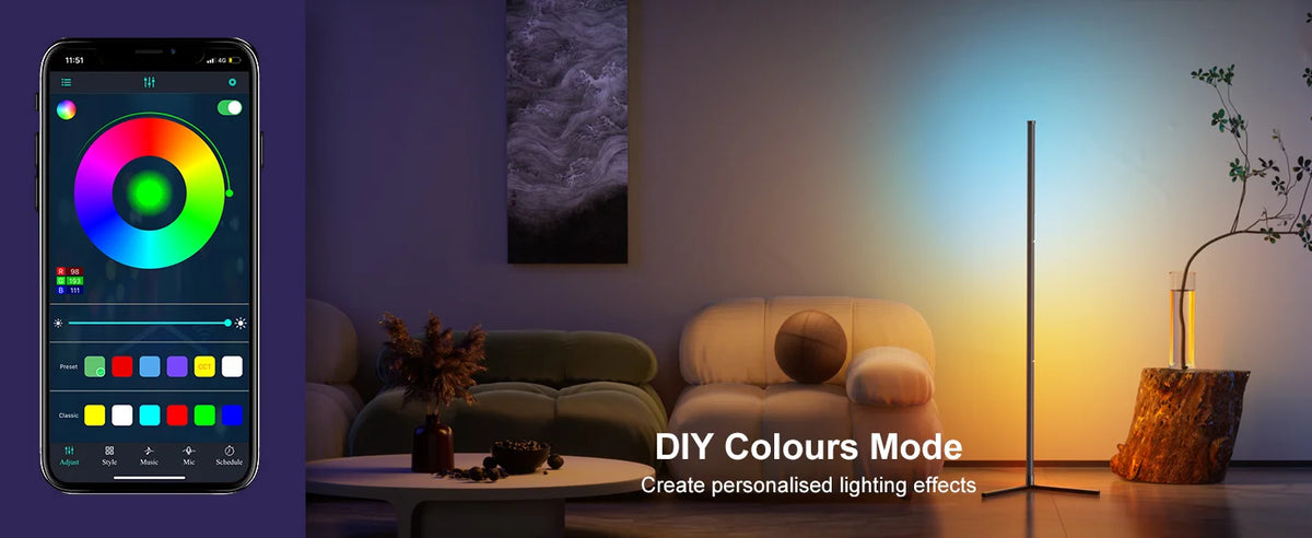 Smart RGBIC Corner Floor Lamp