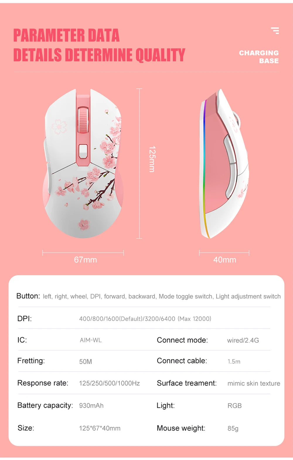 Dual Mode RGB Wireless & Wired Gaming Mouse
