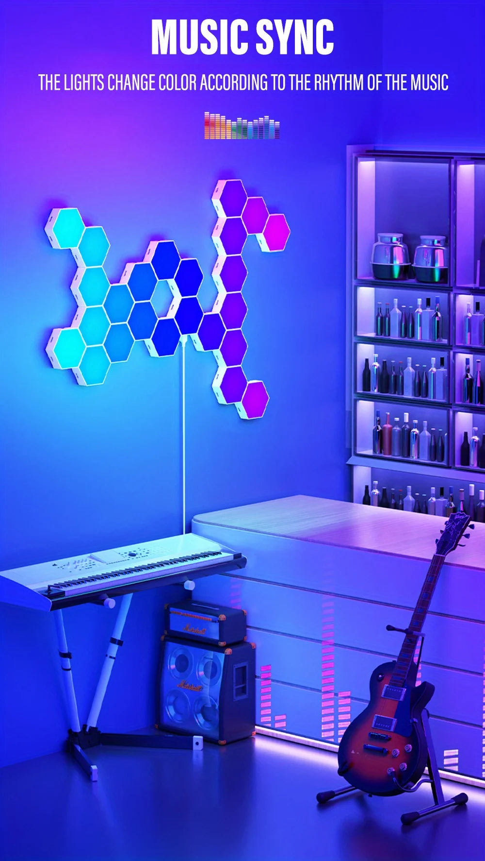 RGB Intelligent Hexagonal Wall Lamp